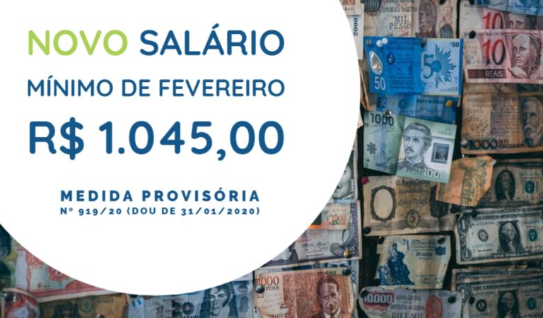 NOVO SALÁRIO MÍNIMO de Fevereiro | R$ 1.045,00